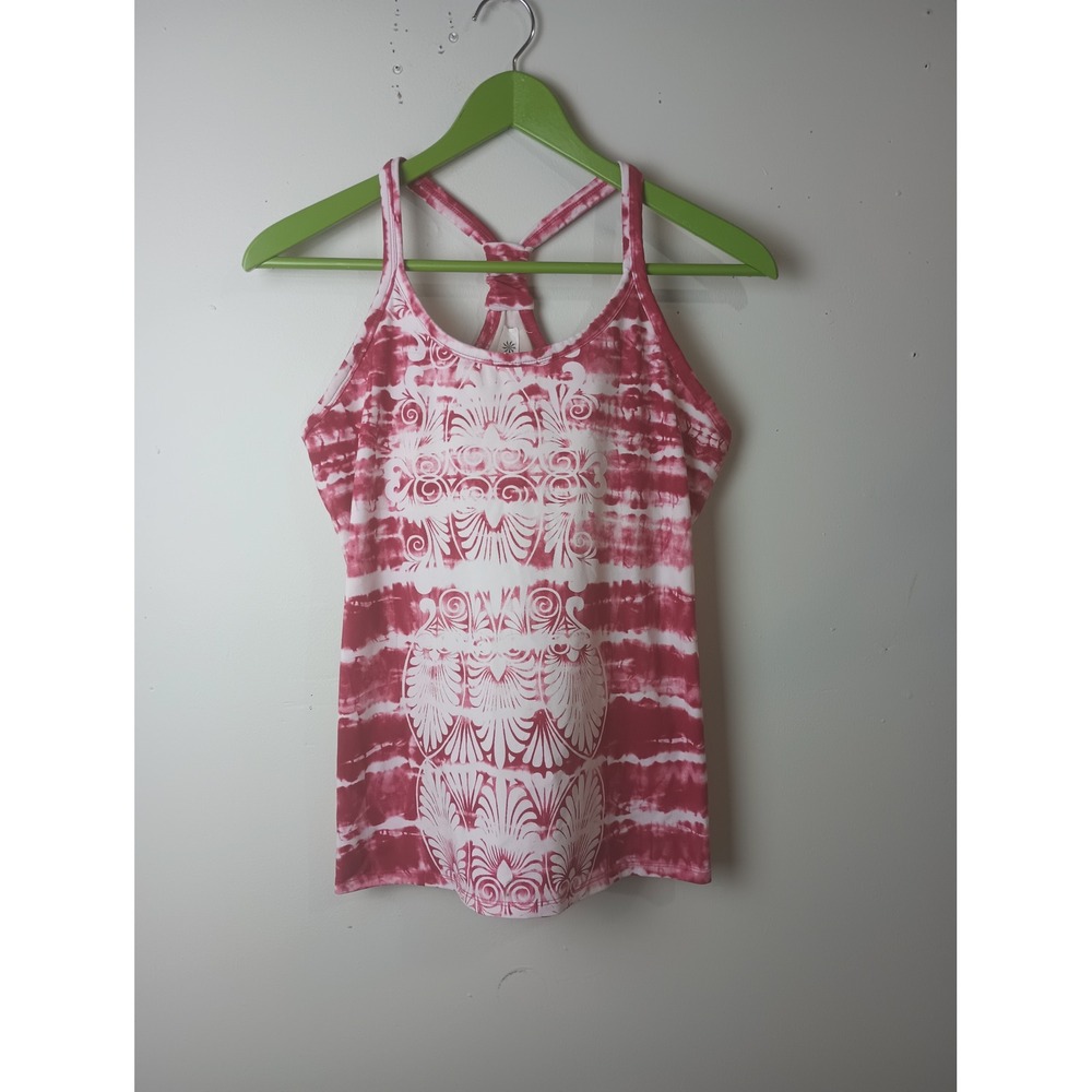 Athleta Pink Tie Dye Damask Racerback Tank Top Built In Bra Large 841193
